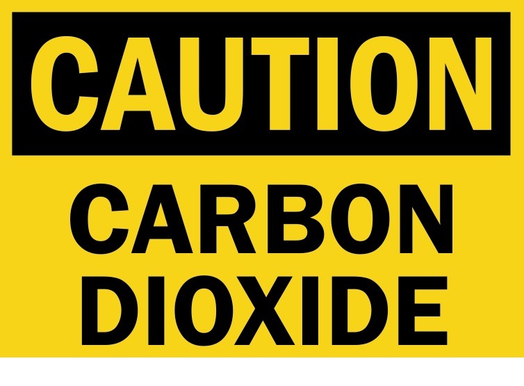 Carbon Dioxide Caution Sign for post mix drinks system